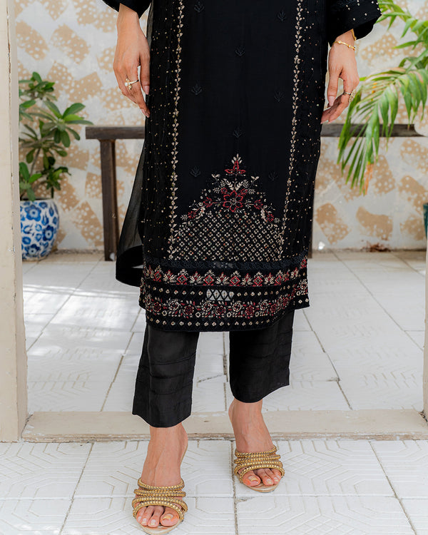 Anaya - 3 Piece Embroidered Chiffon Dress