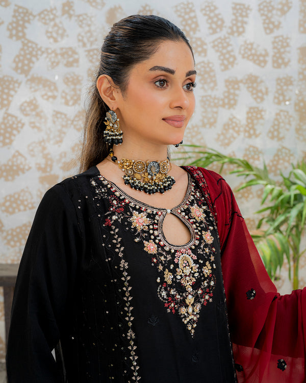 Anaya - 3 Piece Embroidered Chiffon Dress