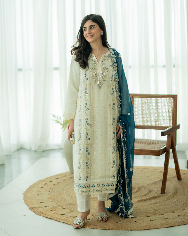 Haya - 3 Piece Embroidered Chiffon Dress