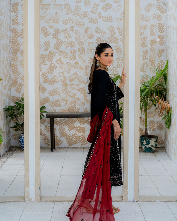 Anaya - 3 Piece Embroidered Chiffon Dress