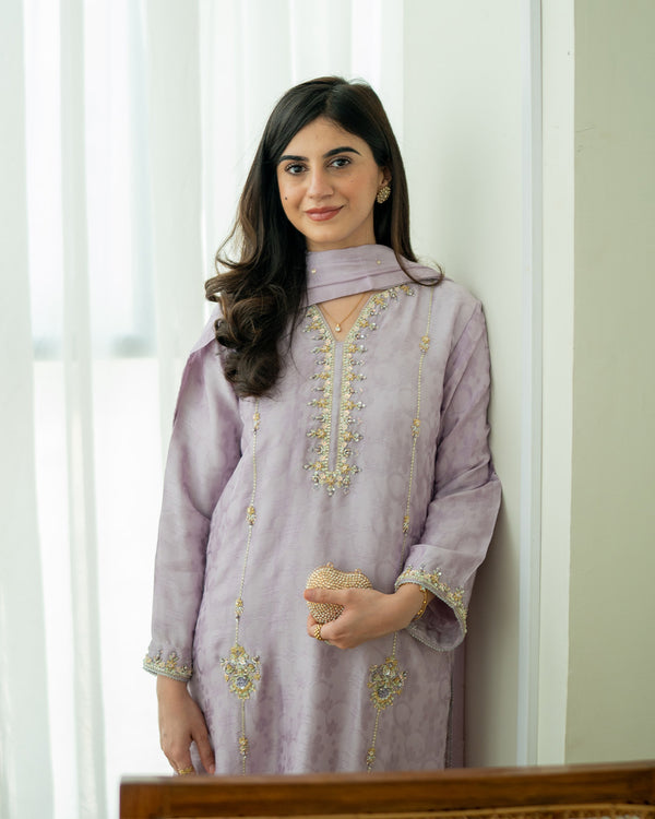 Meerab - 3 Piece Embroidered Dress