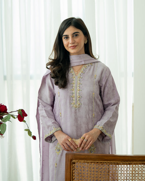 Meerab - 3 Piece Embroidered Dress