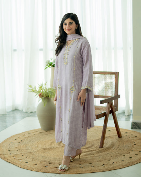 Meerab - 3 Piece Embroidered Dress