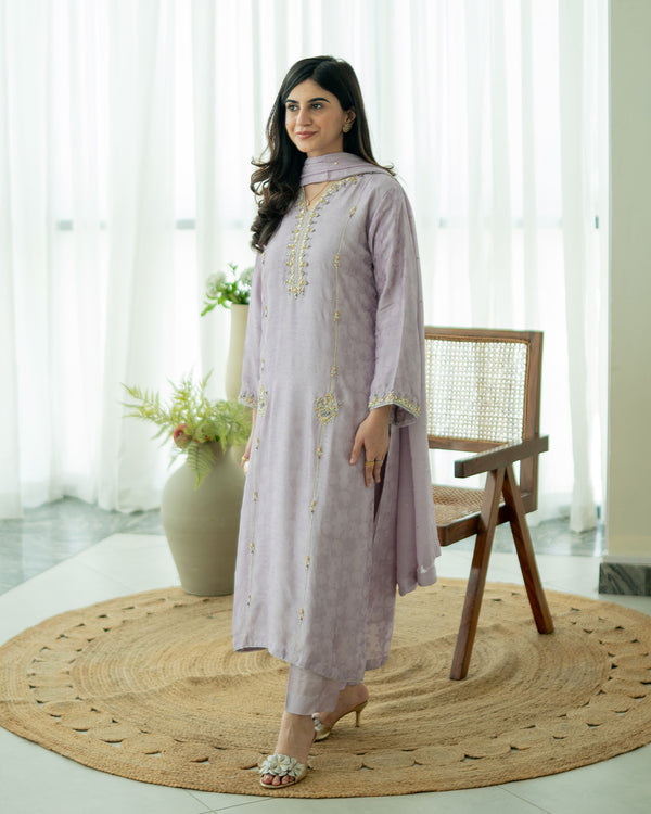 Meerab - 3 Piece Embroidered Dress