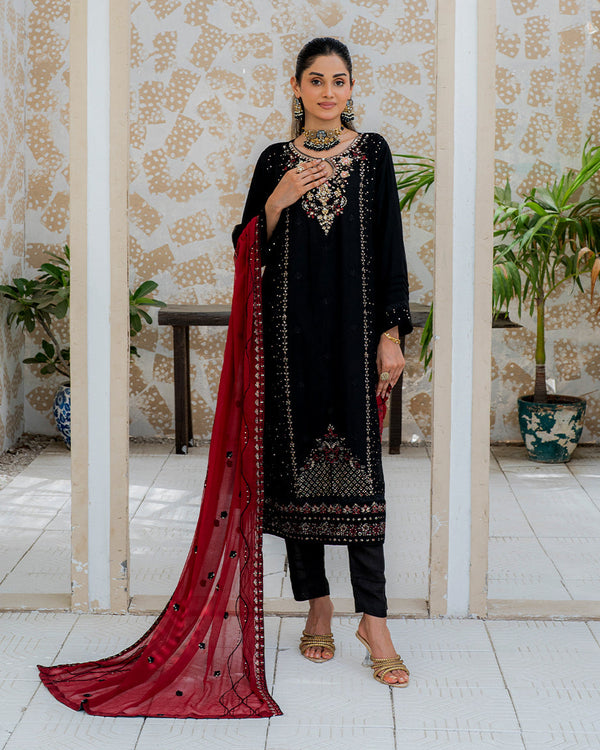 Anaya - 3 Piece Embroidered Chiffon Dress