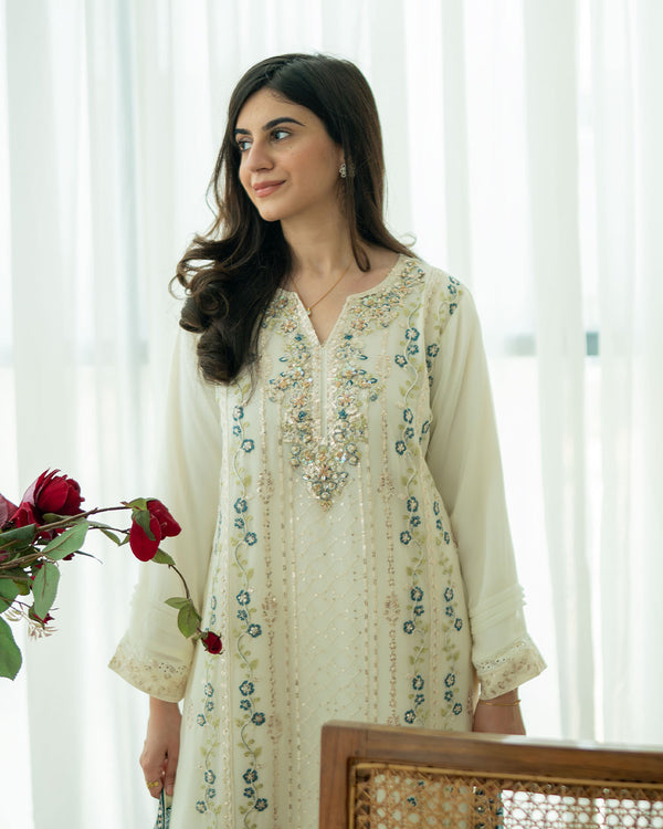 Haya - 3 Piece Embroidered Chiffon Dress