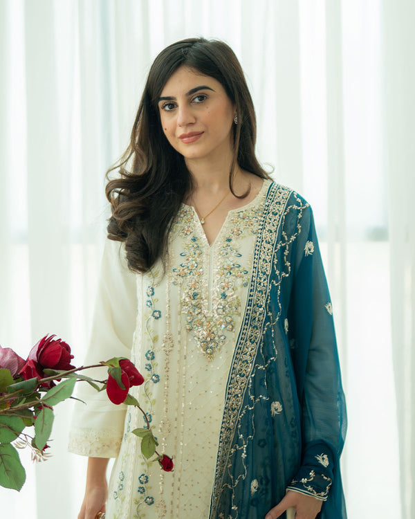 Haya - 3 Piece Embroidered Chiffon Dress