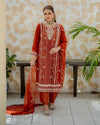 Mushq - 3 Piece Embroidered Chiffon Dress