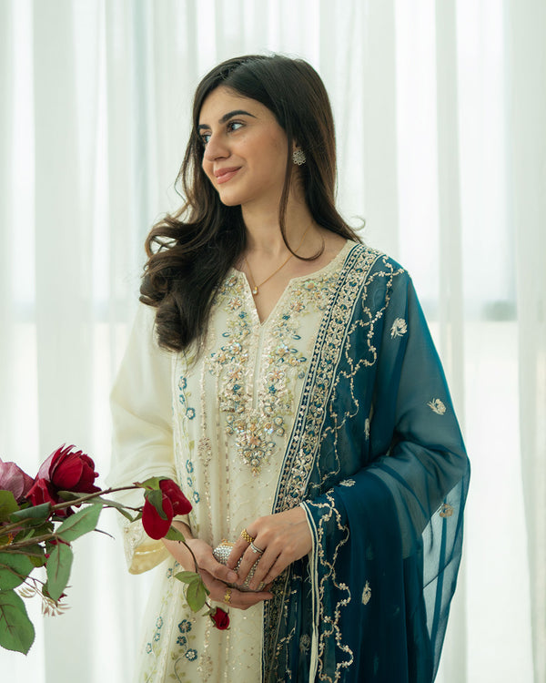 Haya - 3 Piece Embroidered Chiffon Dress