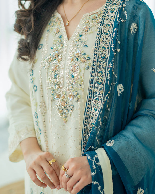 Haya - 3 Piece Embroidered Chiffon Dress