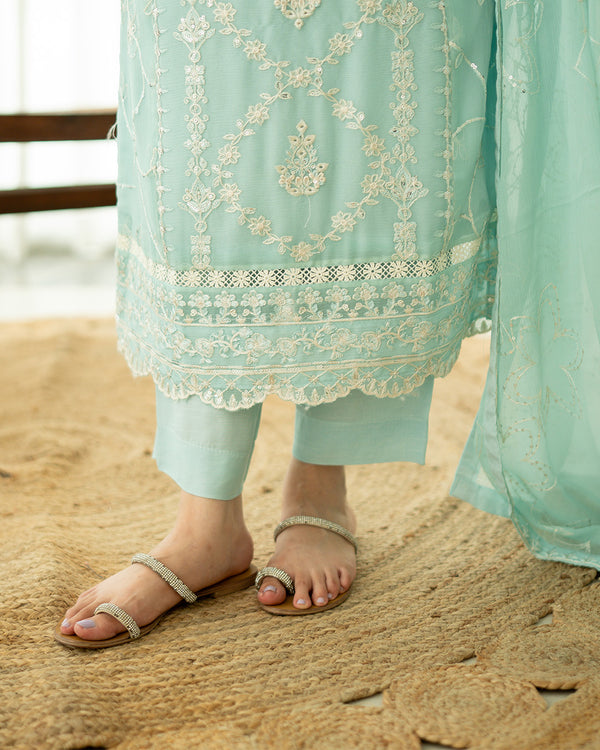 Sahar - 3 Piece Embroidered Chiffon Dress